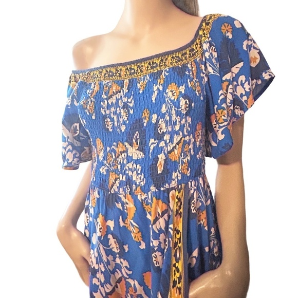 Flying Tomato Bohemian Dress Off or On Shoulder Fluttery Rayon Floral Tiki NOWT - Picture 8 of 16